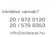 �gyf�lkapcsolat, info@solaqua.hu, 06-20-972-0120, 06-20-579-9353